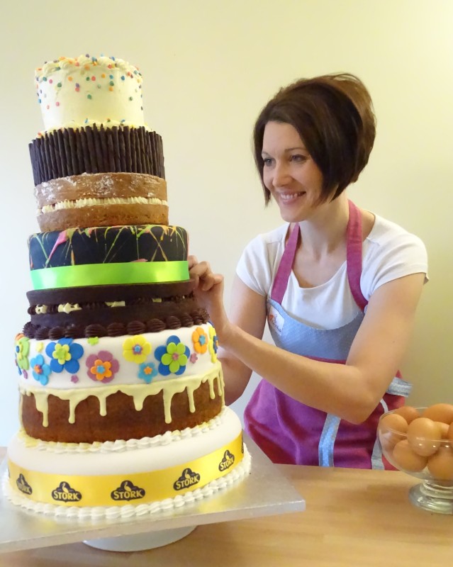 Birthday Girl and Dog Portrait on Pink Base Cake - Pink Apron